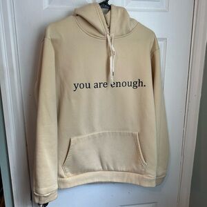 You are enough beige hooded sweater xs oversized baggy fall streetwear